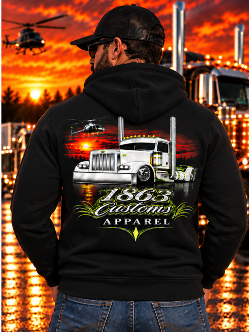 White Peterbilt with Helli Hoodie